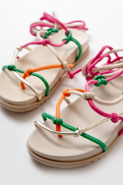 Multi Bilekten Bağcıklı Kadın Sandalet - 4