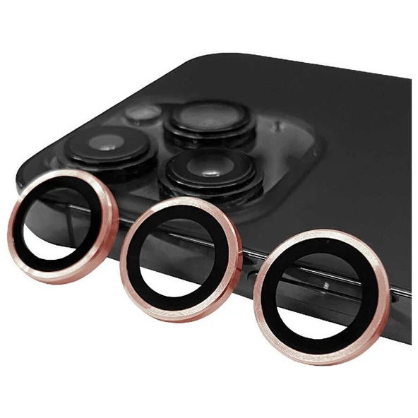 Adaman iPhone Uyumlu 14 Uyumlu Kamera Mercek Lens Koruyucu rose gold