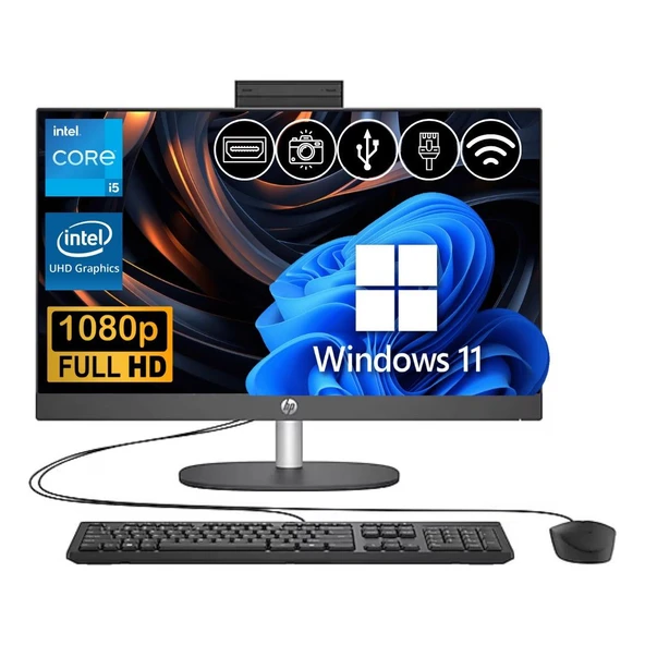 HP Proone 240 G10 i5 1334U 8GB  256GB M.2 SSD B6JD3ES ATL21 23.8" FHD W11Pro Siyah All In One Bilgisayar