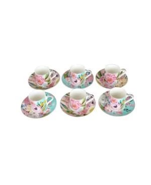 Lucky Art Peony Desenli 6 lı Bone China Porselen Kahve Fincanı seti 100 ml LYBA 038 - 2