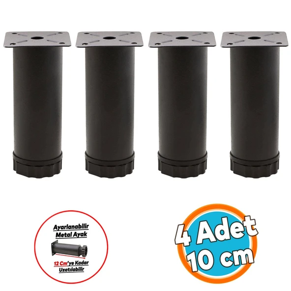 Mobilya Kanepe Baza Metal Destek Ayağı Siyah Ayak 10 cm ürün görseli