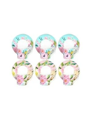 Lucky Art Peony Desenli 6 lı Bone China Porselen Kahve Fincanı seti 100 ml LYBA 038