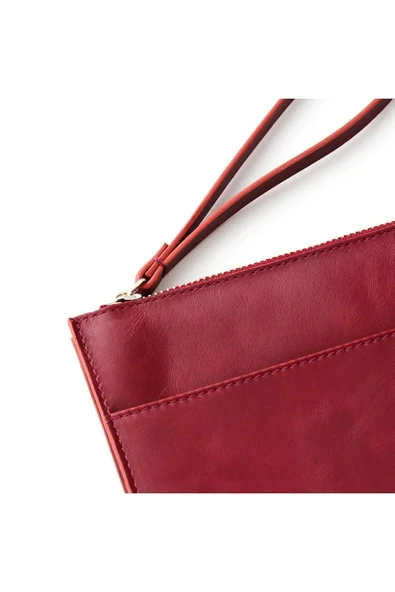 Beverly Kadın Bordo Deri Cepli Fermuarlı Rfid Korumalı Portföy Çanta - 6