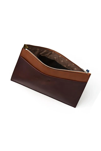 Beverly Hakiki Deri Taba Kahve Kadın Cepli Fermuarlı Rfid Korumalı Portföy Çanta - Resim 3