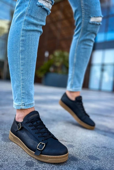 TB191 CKT Side Buckle Erkek Ayakkabı SIYAH - Resim 2