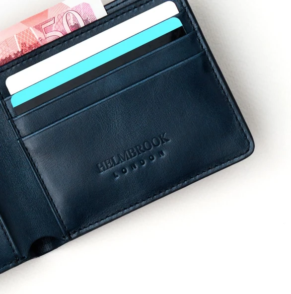 Eldridge Erkek Lacivert Deri İnce Tasarım Çok Bölmeli  Rfid Korumalı Cüzdan - 2