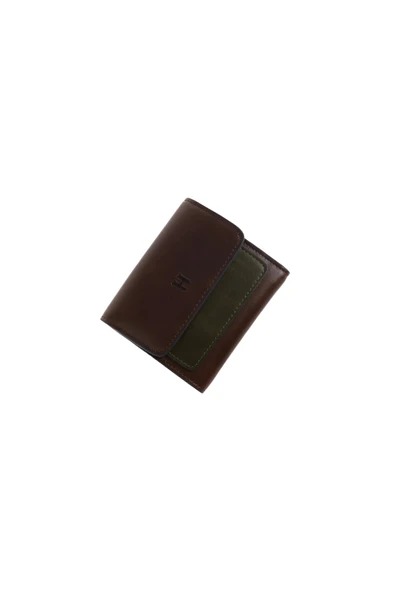 Eleanor Hakiki Deri Kahve-Haki Kadın Fermuarlı El Işi Rfid Korumalı Kapaklı Çıtçıtlı Büyük Cüzdan