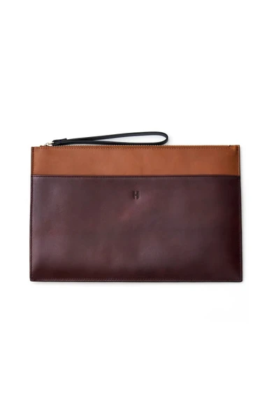 Beverly Hakiki Deri Taba Kahve Kadın Cepli Fermuarlı Rfid Korumalı Portföy Çanta - Resim 2