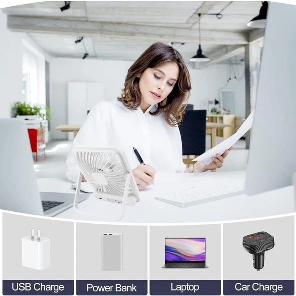 Taşınabilir Masa Fanı Kişisel Dijital Ekranlı USB Mini Sessiz Vantilatör - 5