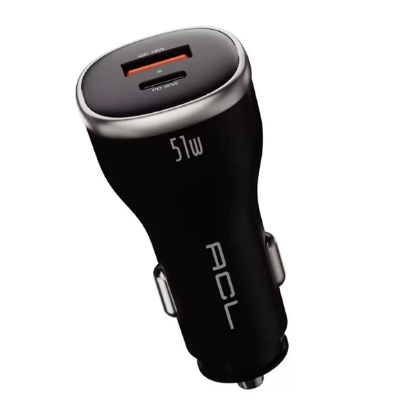 Araç İçi 51W 6A Hızlı Araç Şarj Başlık | 1x USB 1x PD Çıkışlı Araç Şarj Cihazı