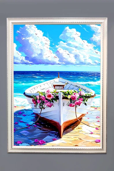 Dekoratif Modern Çiçek Desenli Çerçeveli Duvar Tablosu 50x70cm FLOWER06 RENKLİ 50 X 70
