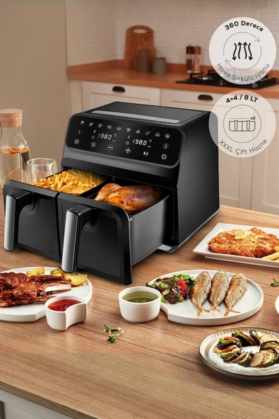 Karaca Multifry Xxxl 4+4 Litre Dijital Twin Iki Hazneli Airfryer