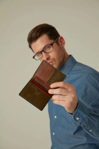 Dayton Hakiki Deri Haki(Plus Color) Erkek Ince Tasarım Çok Bölmeli Rfid Korumalı Cüzdan - 5