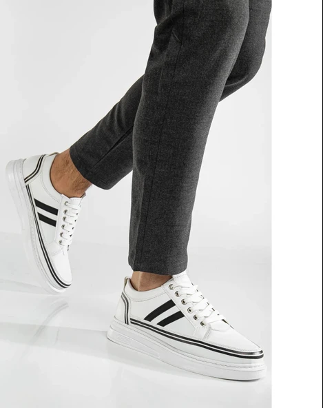 Erkek Beyaz Cilt Günlük Rahat Dikişli Hafif Poli Taban Yürüyüş Garantili Spor Ayakkabı MATIAS-7108 ürün görseli