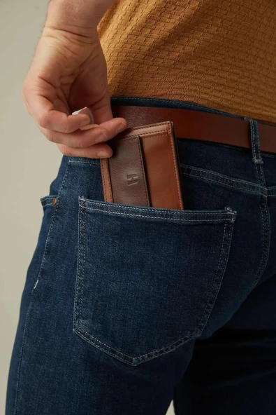 Rigby Hakiki Deri Taba Kahve Erkek Cep Tasarım Çok Bölmeli Rfid Korumalı Cüzdan - 5