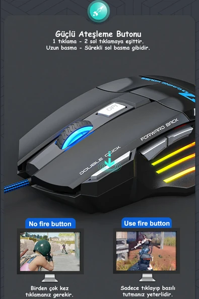 TrkTech X7 E-Spor Oyuncu Mouse RGB 7 Tuşlu Kablolu Gaming Mouse - 3