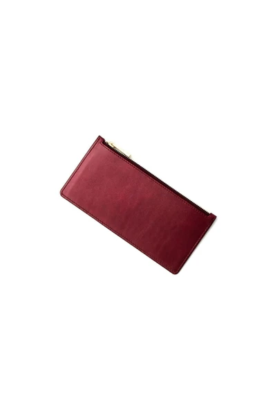 Ashley Kadın Bordo Lacivert Deri Fermuarlı Rfid Korumalı Cüzdan - 4