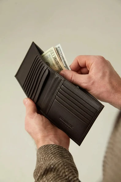Tanner Erkek Kahve Deri Özel Tasarım Çok Bölmeli Rfid Korumalı Cüzdan