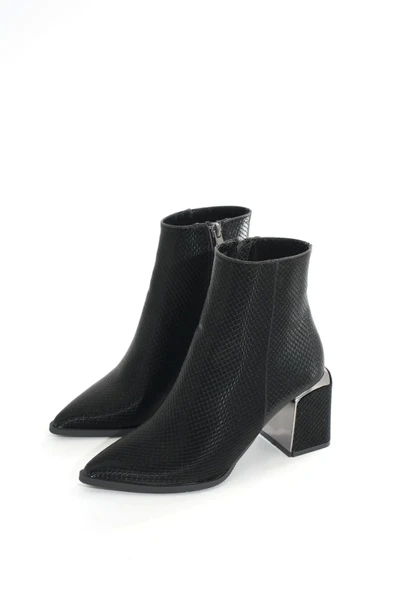 Siyah Fermuarlı Topuklu Kadın Günlük Bot - 3