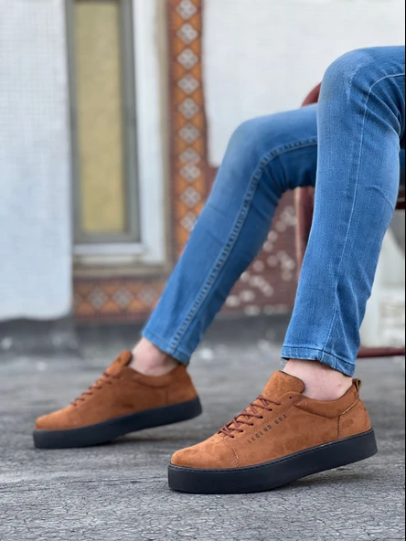 ET0104 Bağcıklı Taba Süet Siyah Taban Spor Klasik Erkek Ayakkabı - Resim 2