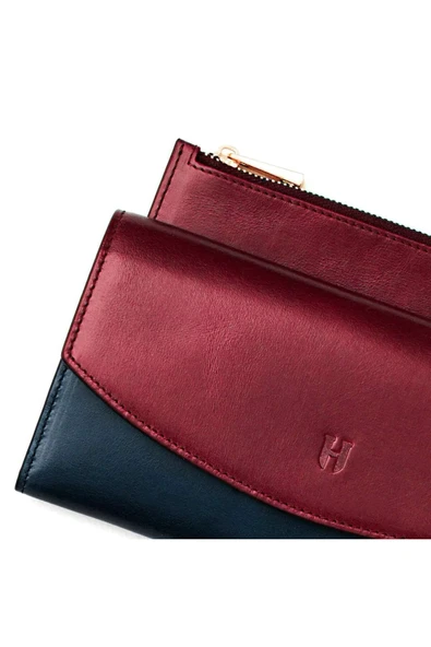 Ashley Kadın Bordo Lacivert Deri Fermuarlı Rfid Korumalı Cüzdan - 2