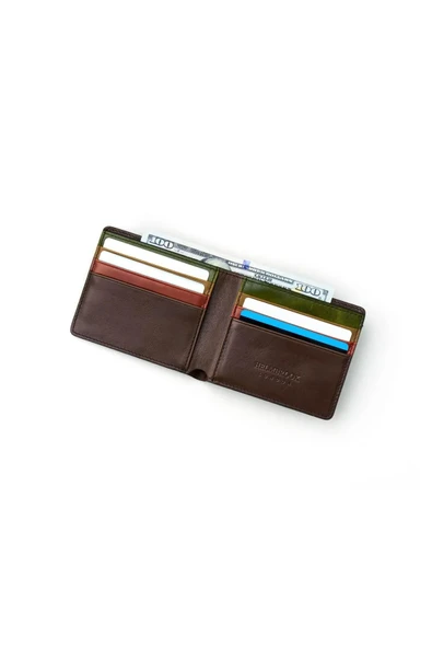 Eldridge Erkek Kahve(Plus Color) Deri İnce Tasarım Çok Bölmeli  Rfid Korumalı Cüzdan