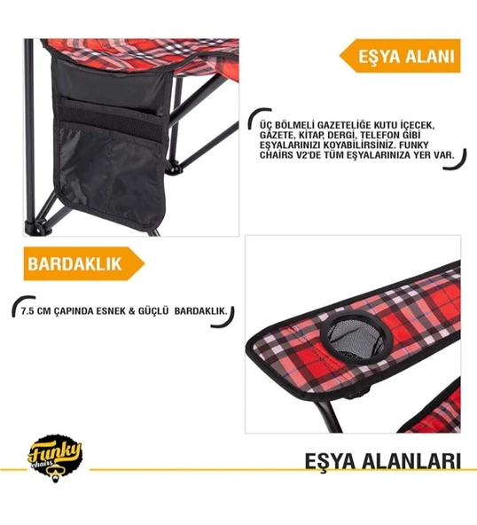 V2 Royal Ekose Lüks Kamp Sandalyesi - 8