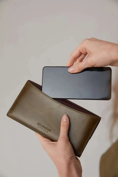 Ashley Kadın Kahve-Haki Deri Fermuarlı Rfid Korumalı Cüzdan - 8
