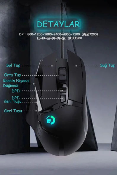 TrkTech G502-825 Kablolu Rgb 8 Tuşlu E-spor Oyuncu Mouse Macro Mouse - 5