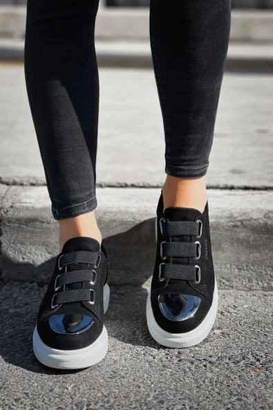TB251 SBT Mirror Suede Kadın Ayakkabı SIYAH - 2