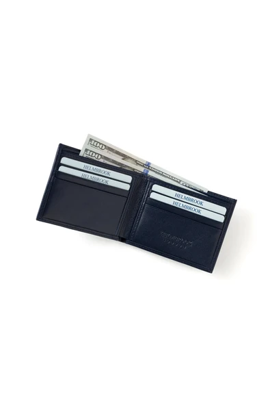 Dean Erkek Lacivert Deri Cep Tasarım Çok Bölmeli Rfid Korumalı Cüzdan