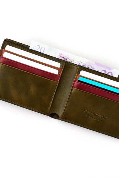 Eldridge Erkek Haki(Plus Color) Deri İnce Tasarım Çok Bölmeli  Rfid Korumalı Cüzdan - 2