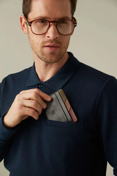 Elton Erkek Siyah(Plus Color)Deri İnce Tasarım Çok Bölmeli  Rfid Korumalı Kartlık