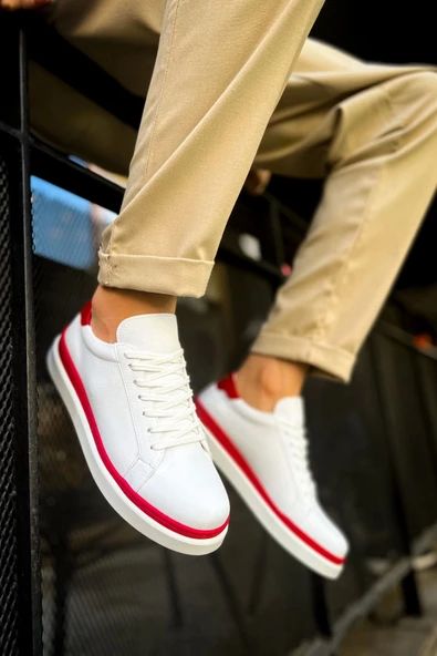 TB979 Santoni GBT Spor Erkek Ayakkabı BEYAZ/KIRMIZI