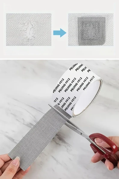 2 ADET - Güçlü Yapışkanlı Pencere Tamir Bandı, Böcek Önleyici Yama Bandı 2 Mt X 5 Cm - 2