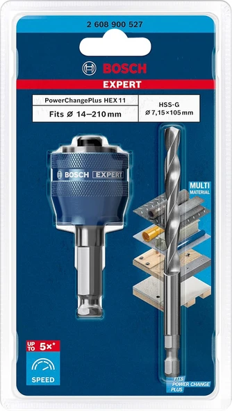 Bosch Expert Power Change Plus Delik Açma Testeresi Sistem Adaptörü 11 Mm, Hss-g Matkap 7,1