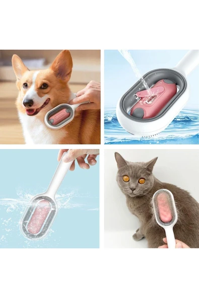 Su Hazneli Kedi ve Köpek Tüyü Toplamama Fırçası Su Hazneli Pet Tarağı