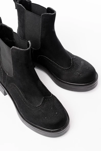 Siyah Süet Lastikli Günlük Kadın Bot - 5