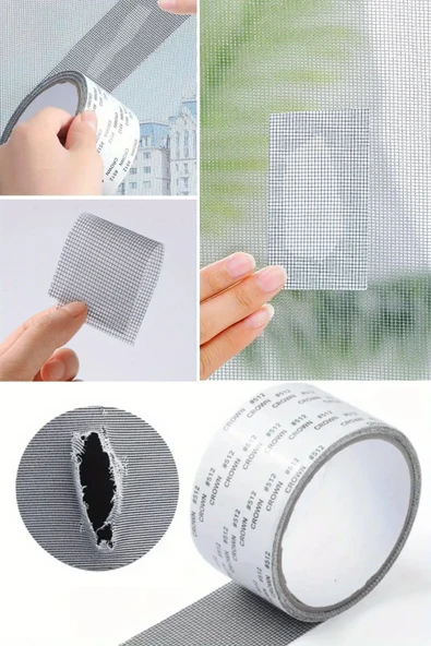 2 ADET - Güçlü Yapışkanlı Pencere Tamir Bandı, Böcek Önleyici Yama Bandı 2 Mt X 5 Cm