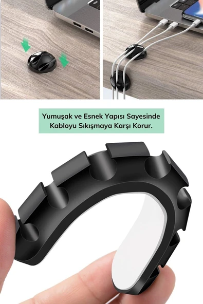 Çok Amaçlı Kablo Tutucu Akrilik Güçlü Yapışkanlı Organizer Düzenleyici 16 Parça Set Kolay Kullanımlı - 6