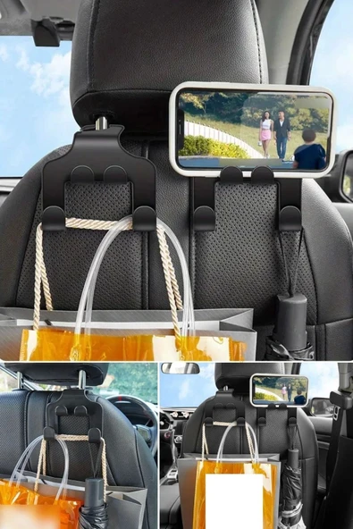 2 ADET - Oto Koltuk Arkası Düzenleyici Organizer Askılıklı Telefon,tablet Tutucu - 8
