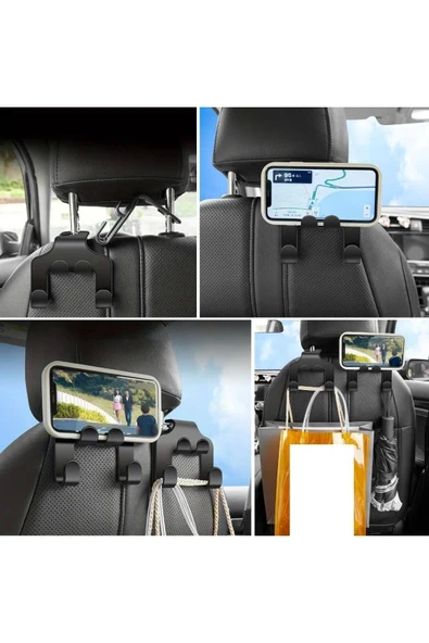 2 ADET - Oto Koltuk Arkası Düzenleyici Organizer Askılıklı Telefon,tablet Tutucu - 2