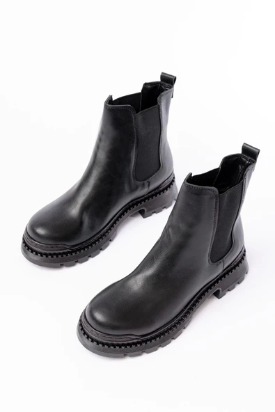 Siyah Lastikli Günlük Kadın Bot - 3