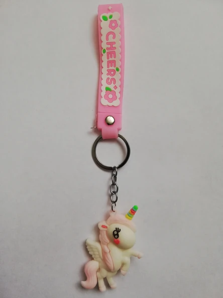Açık Pembe Unicorn | Şirin Figürlü Anahtarlık | Renkli Karakterler Anahtarlık
