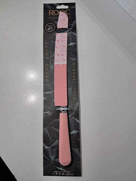 Diamond Line Çelik Özel Tasarım Pembe Ekmek ve Pasta Bıçağı ürün görseli