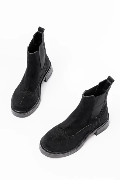 Siyah Süet Lastikli Günlük Kadın Bot - 4