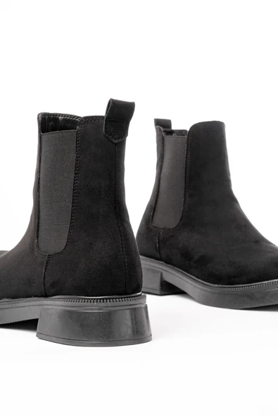 Siyah Süet Lastikli Günlük Kadın Bot - Resim 5