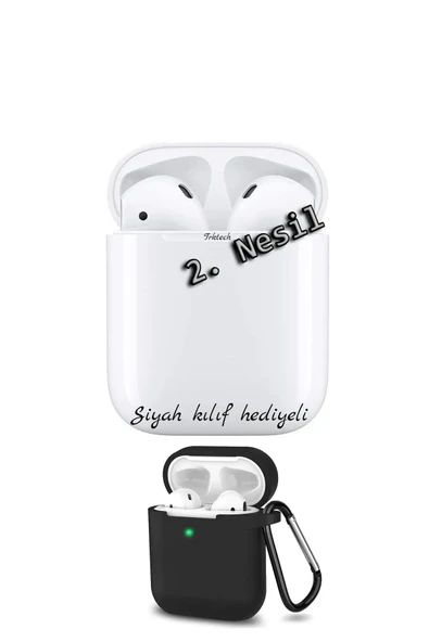 TrkTech Airpods 2. Nesil ios Android Uyumlu Kablosuz Şarj Özellikli Kılıf Hediyeli Bluetooth Kulaklık