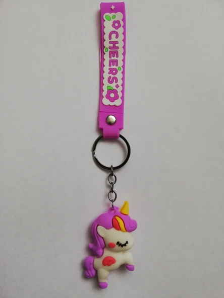 Pembe Unicorn | Şirin Figürlü Anahtarlık | Renkli Karakterler Anahtarlık