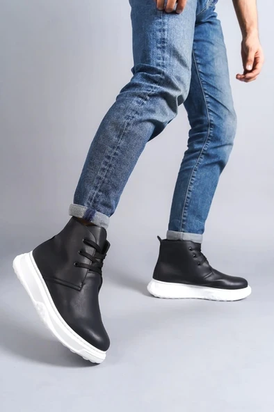 Tb204 Franca Bağcıklı Cilt Erkek Spor Bot Bt - Siyah - 2